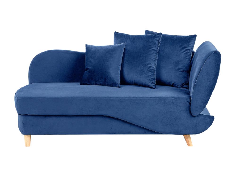 vente unique Chaise longue côté droit en velours bleu MERI II