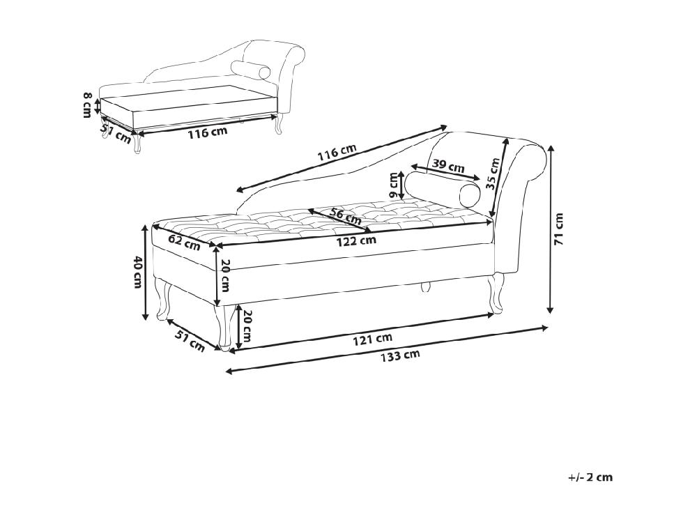 Vente Unique Chaise Longue Côté Droit En Velours Gris Clair Avec Rangement PESSAC