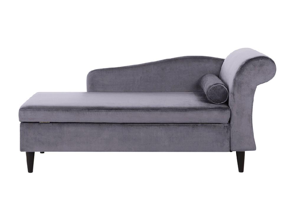 Vente Unique Chaise Longue Côté Droit En Velours Gris Foncé LUIRO