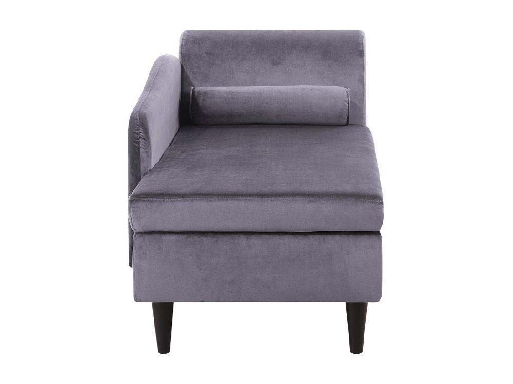 vente unique Chaise longue côté droit en velours gris foncé LUIRO
