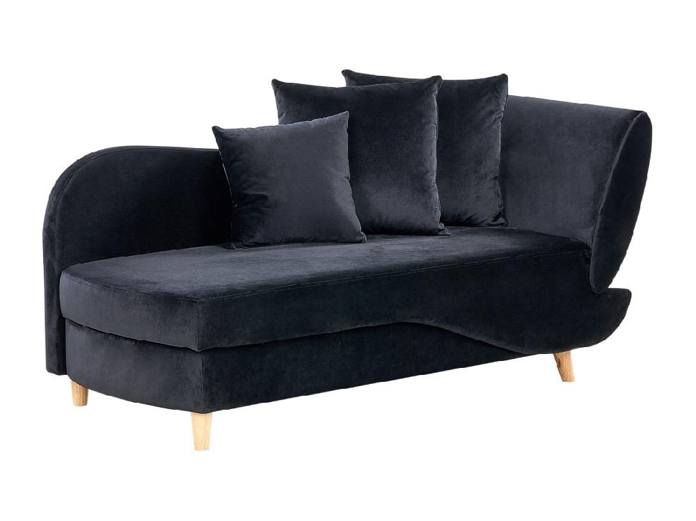 Vente Unique Chaise Longue Côté Droit En Velours Noir MERI II
