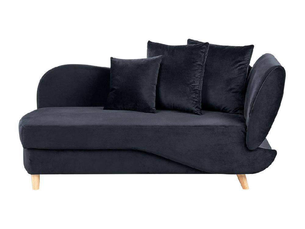 vente unique Chaise longue côté droit en velours noir MERI II