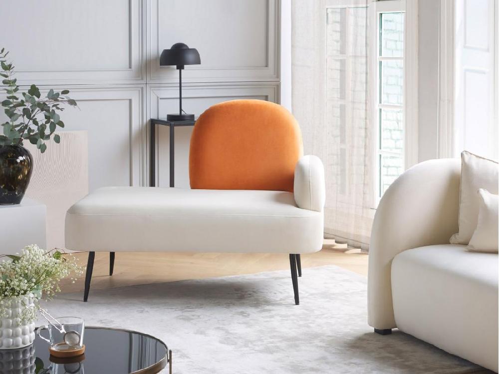 Vente Unique Chaise Longue Côté Droit En Velours Orange ARCEY