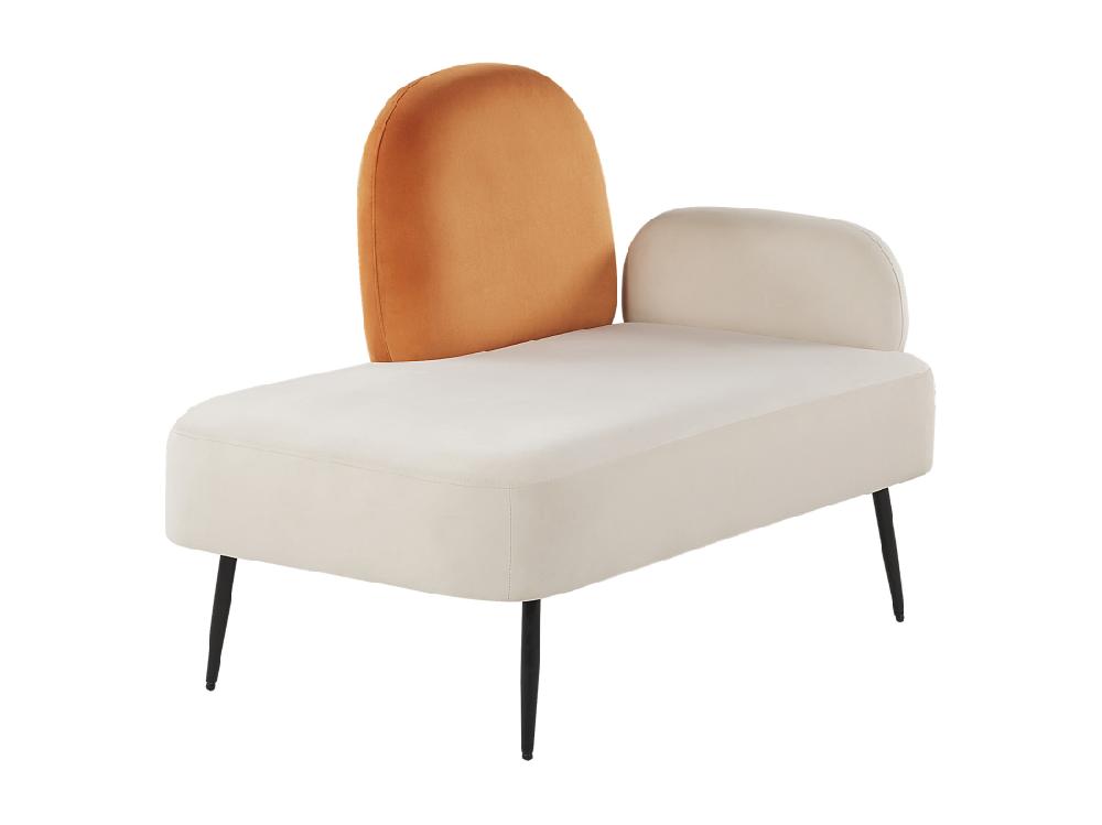 Vente Unique Chaise Longue Côté Droit En Velours Orange ARCEY