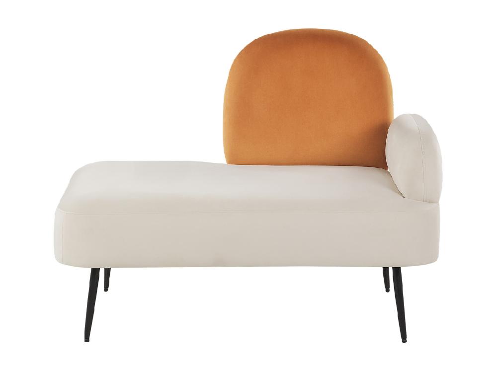 vente unique Chaise longue côté droit en velours orange ARCEY