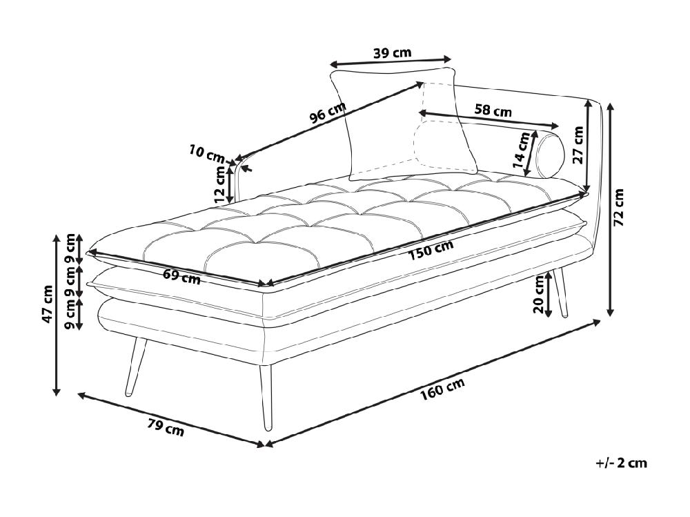 Vente Unique Chaise Longue Côté Droit En Velours Orange GONESSE