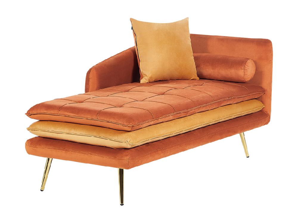 Vente Unique Chaise Longue Côté Droit En Velours Orange GONESSE