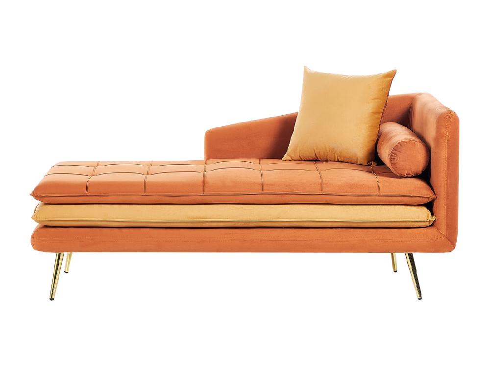 vente unique Chaise longue côté droit en velours orange GONESSE
