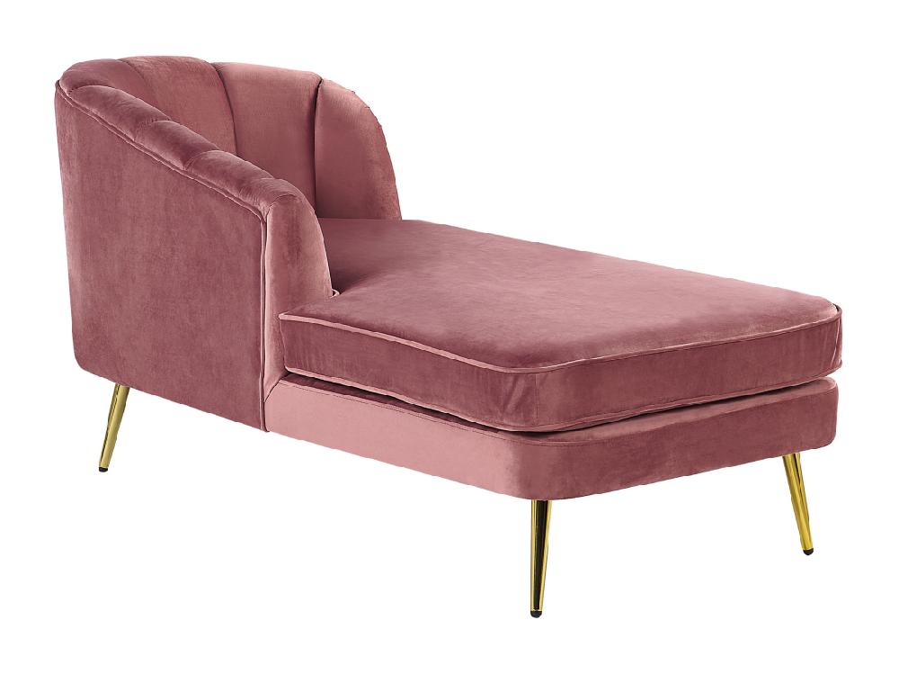 Vente Unique Chaise Longue Côté Droit En Velours Rose ALLIER