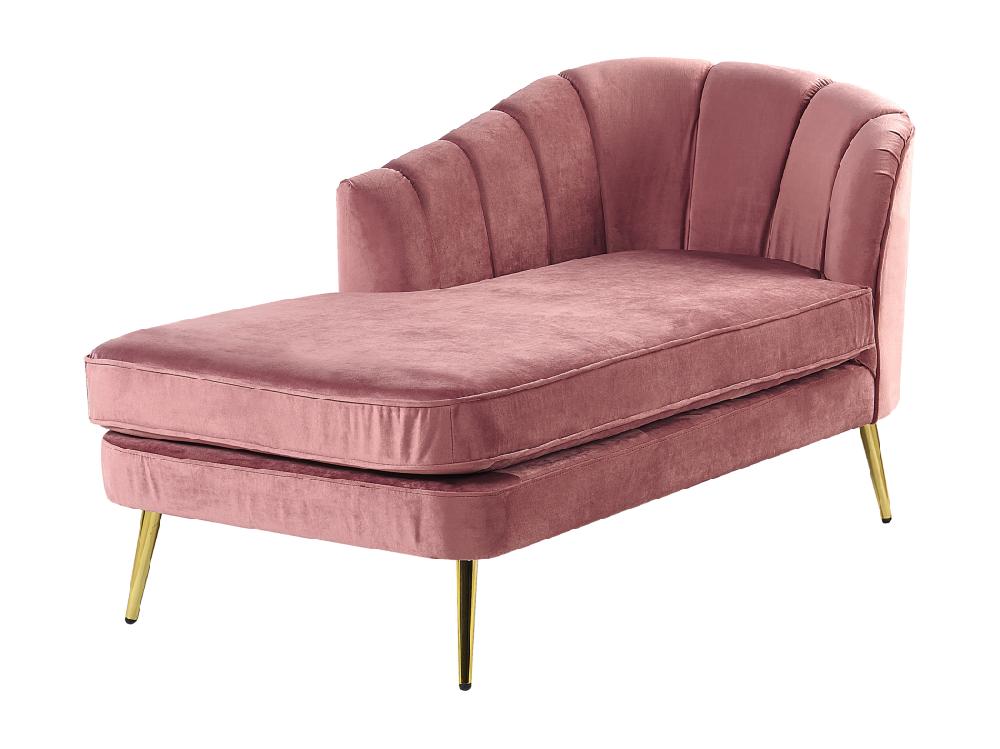 vente unique Chaise longue côté droit en velours rose ALLIER