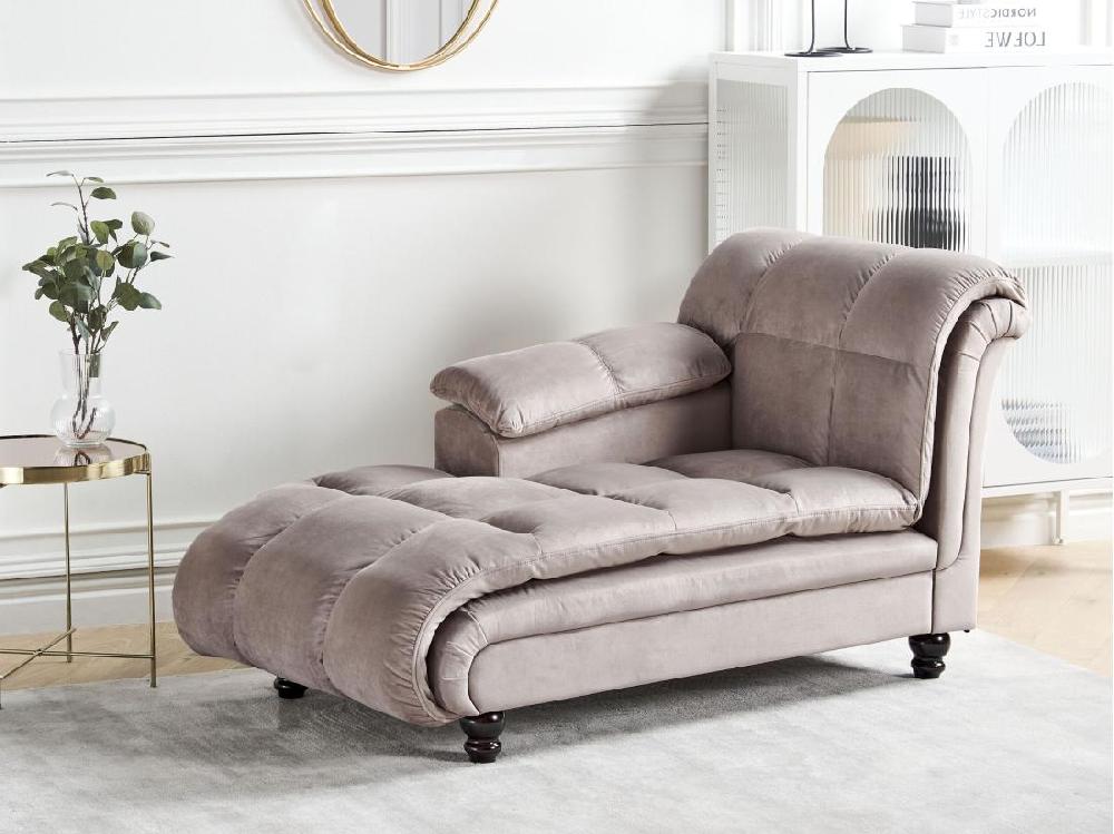 Vente Unique Chaise Longue Côté Droit En Velours Taupe LORMONT
