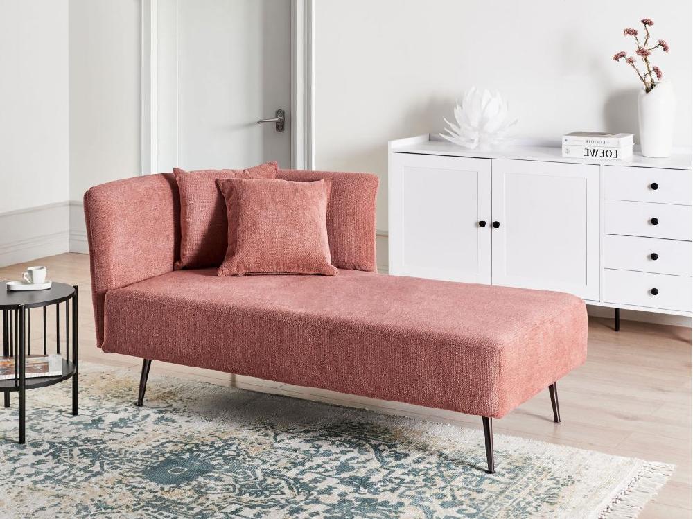 Vente Unique Chaise Longue Côté Droite En Tissu Rouge RIOM