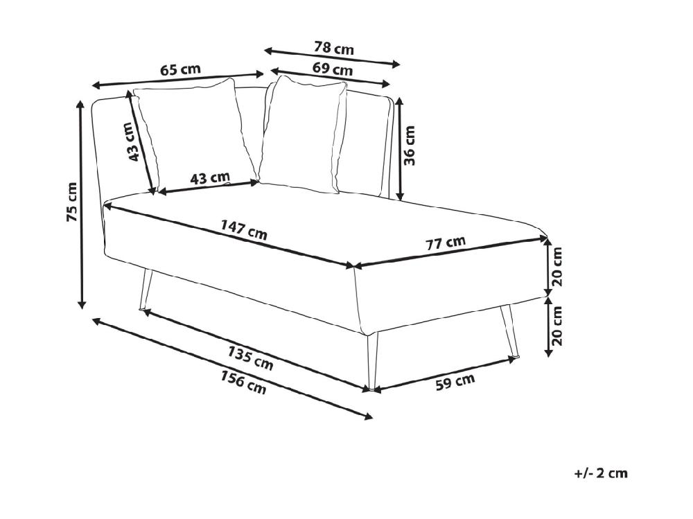 Vente Unique Chaise Longue Côté Droite En Tissu Rouge RIOM