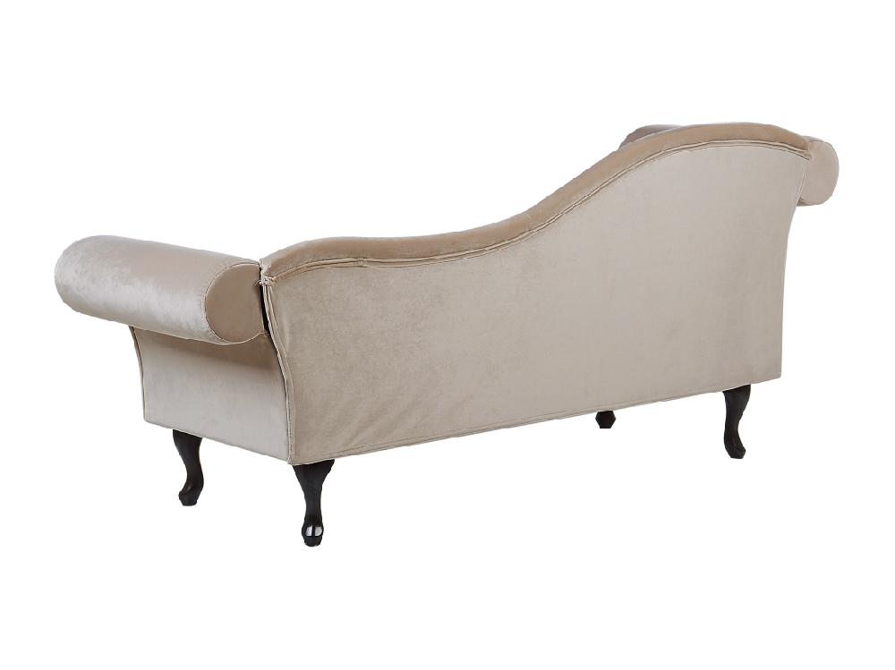 Vente Unique Chaise Longue Côté Droite En Velours Beige LATTES