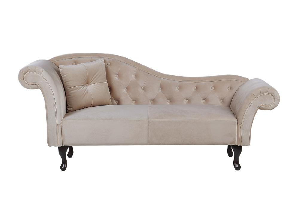 vente unique Chaise longue côté droite en velours beige LATTES