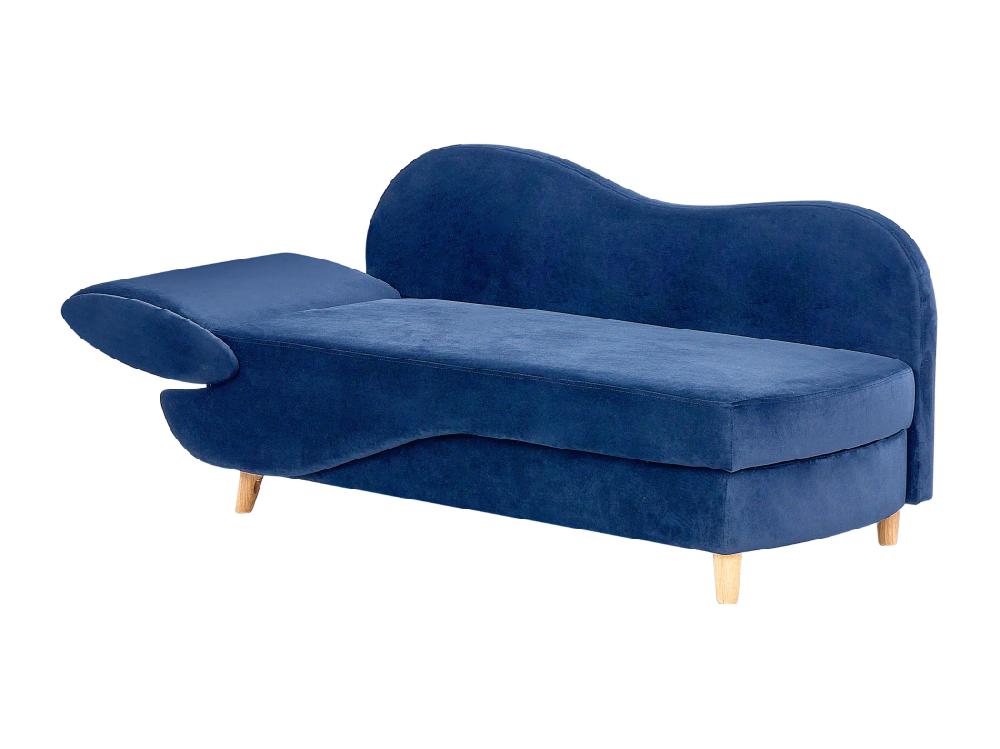 Vente Unique Chaise Longue Côté Droite En Velours Bleu MERI II