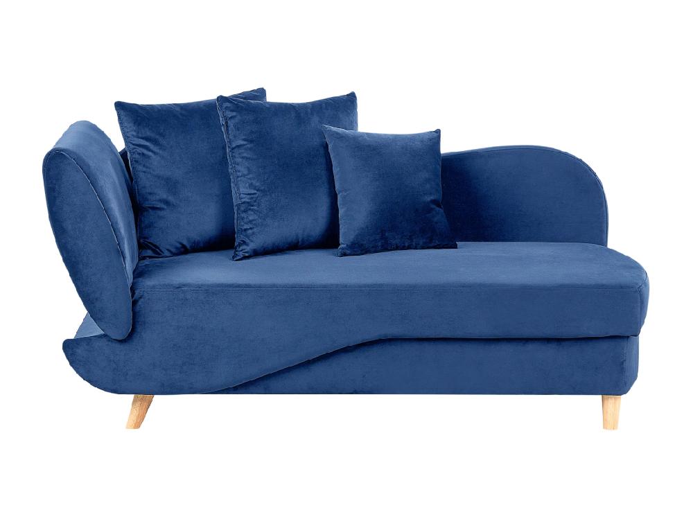 Vente Unique Chaise Longue Côté Droite En Velours Bleu MERI II