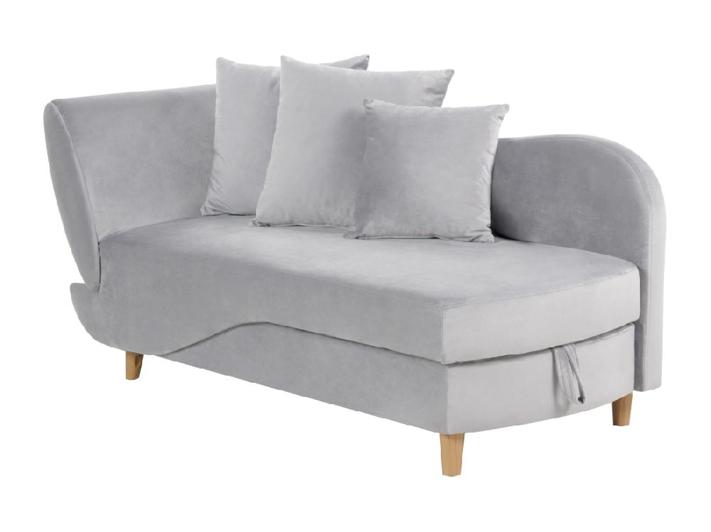 Vente Unique Chaise Longue Côté Droite En Velours Gris Clair MERI II