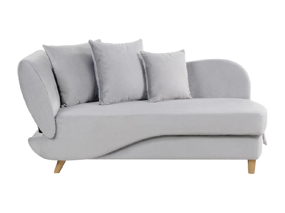 vente unique Chaise longue côté droite en velours gris clair MERI II