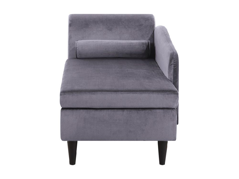 Vente Unique Chaise Longue Côté Droite En Velours Gris Foncé LUIRO
