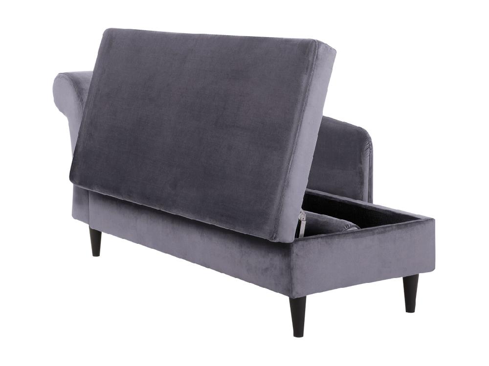 Vente Unique Chaise Longue Côté Droite En Velours Gris Foncé LUIRO