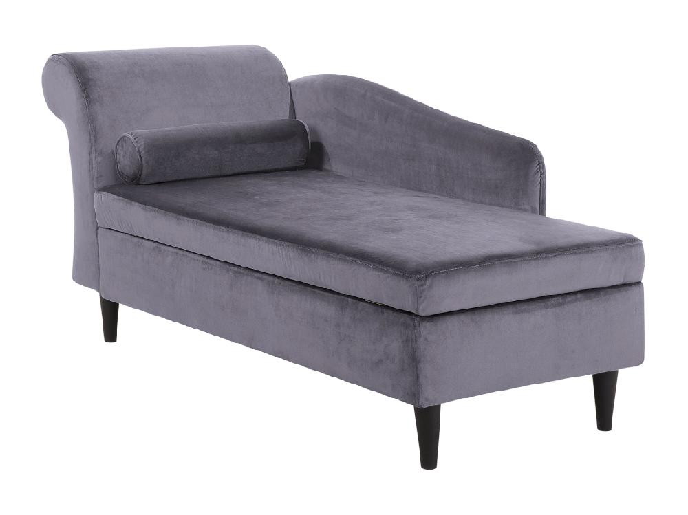 Vente Unique Chaise Longue Côté Droite En Velours Gris Foncé LUIRO