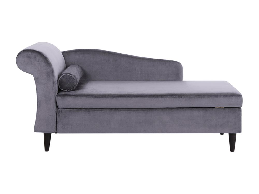 vente unique Chaise longue côté droite en velours gris foncé LUIRO