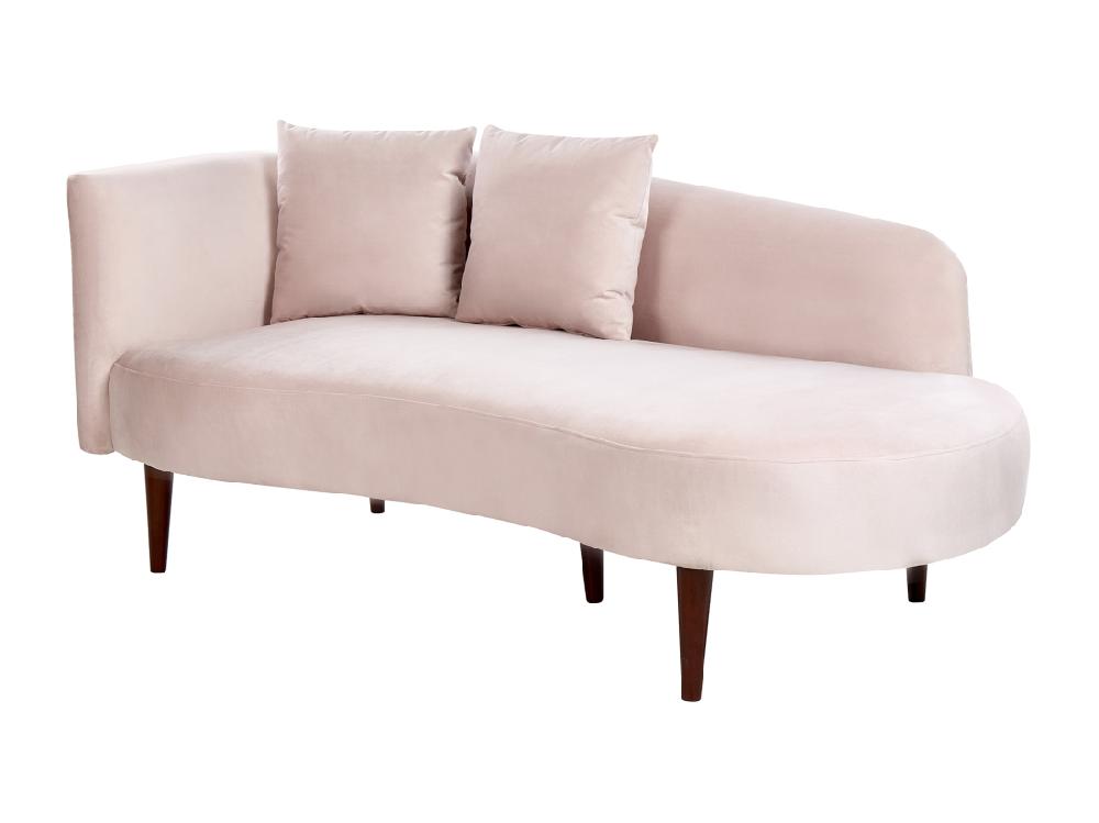 Vente Unique Chaise Longue Côté Droite En Velours Rose CHAUMONT
