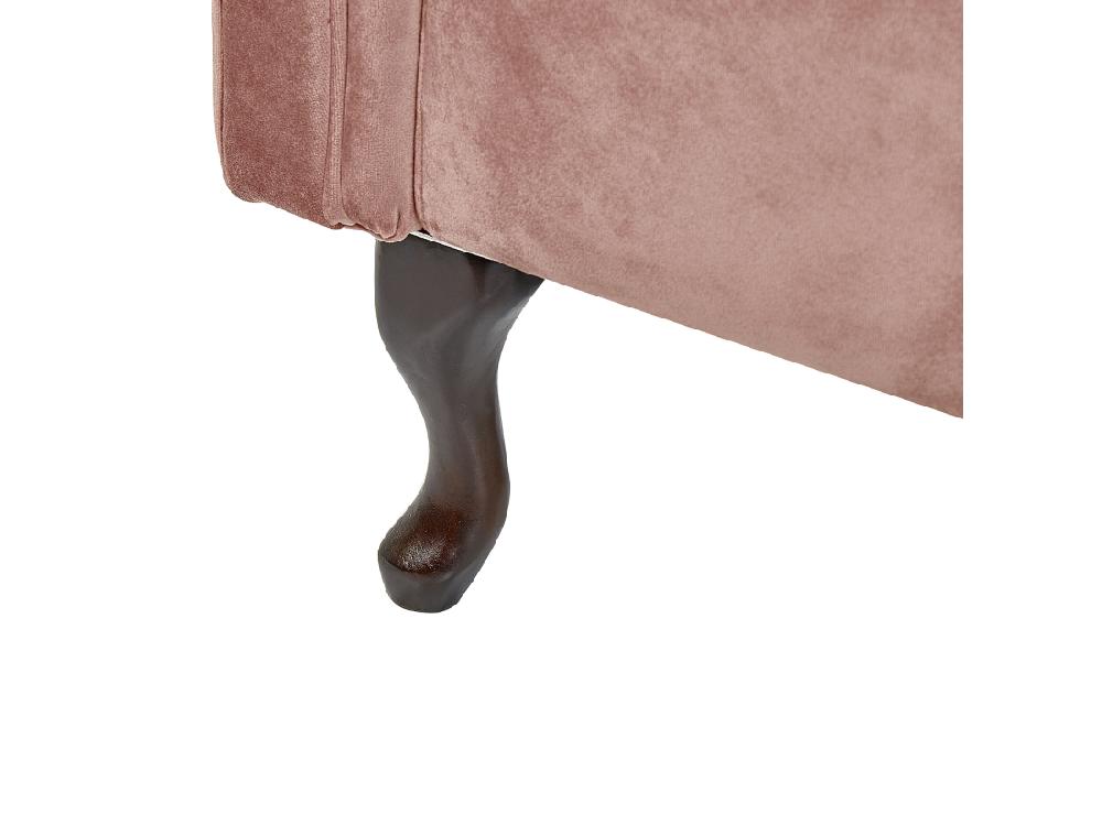 Vente Unique Chaise Longue Côté Droite En Velours Rose LATTES