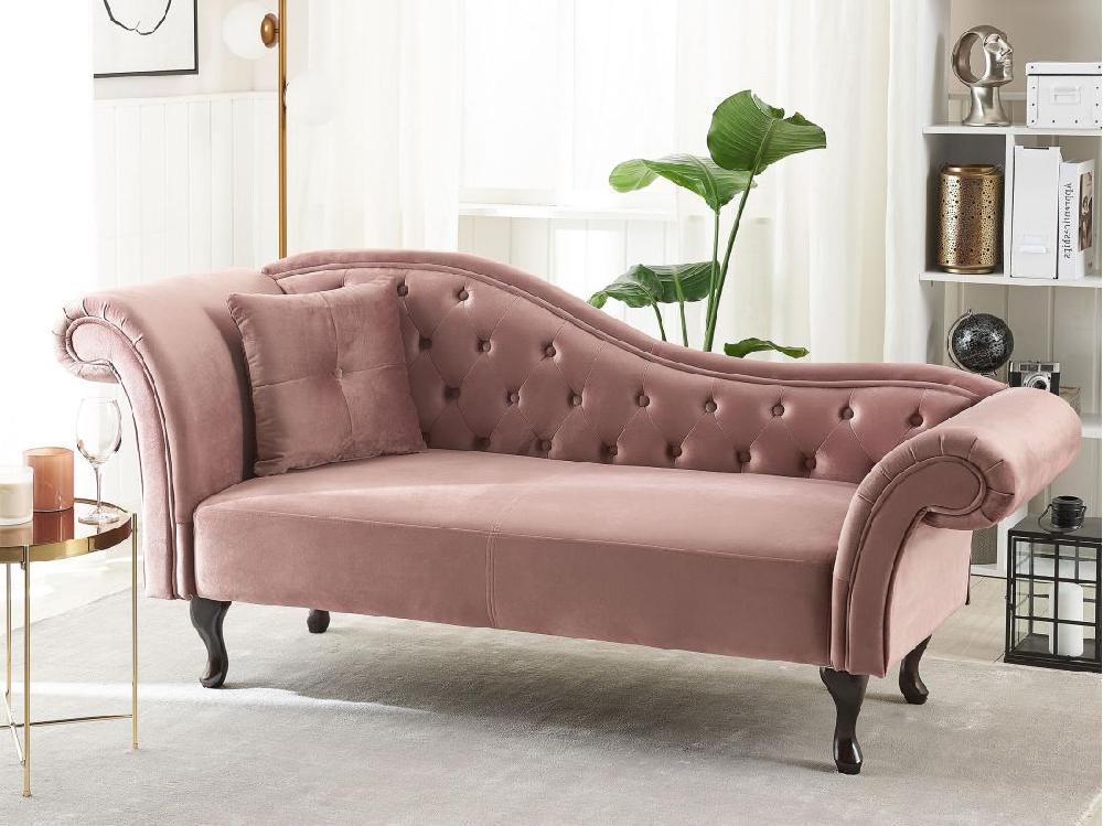 vente unique Chaise longue côté droite en velours rose LATTES