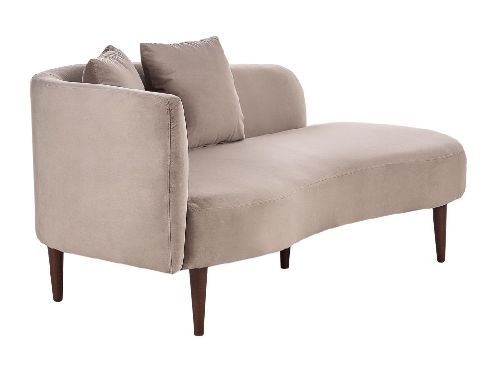 Vente Unique Chaise Longue Côté Droite En Velours Taupe CHAUMONT