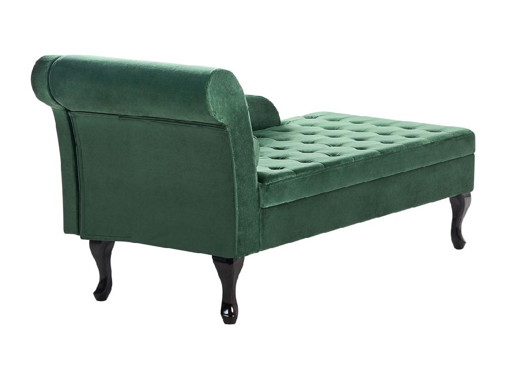 Vente Unique Chaise Longue Côté Droite En Velours Vert Foncé Avec Rangement PESSAC