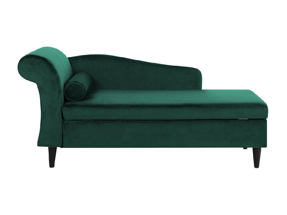 Vente Unique Chaise Longue Côté Droite En Velours Vert LUIRO