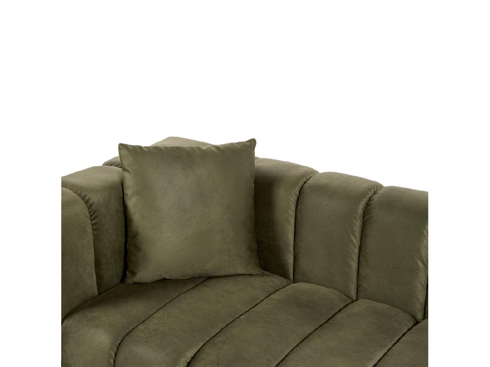 Vente Unique Chaise Longue Côté Droite En Velours Vert Olive LANNILS
