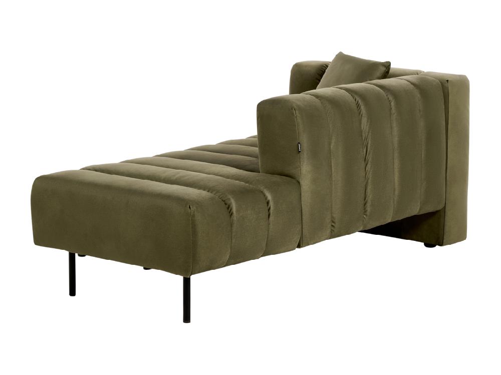 Vente Unique Chaise Longue Côté Droite En Velours Vert Olive LANNILS