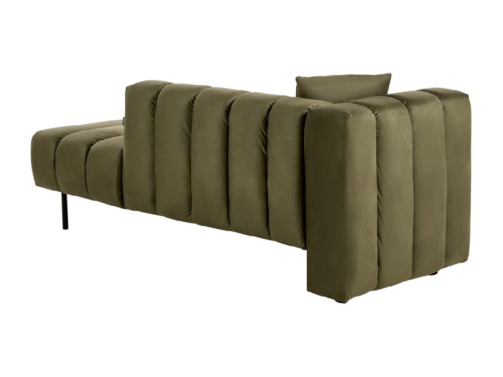 Vente Unique Chaise Longue Côté Droite En Velours Vert Olive LANNILS