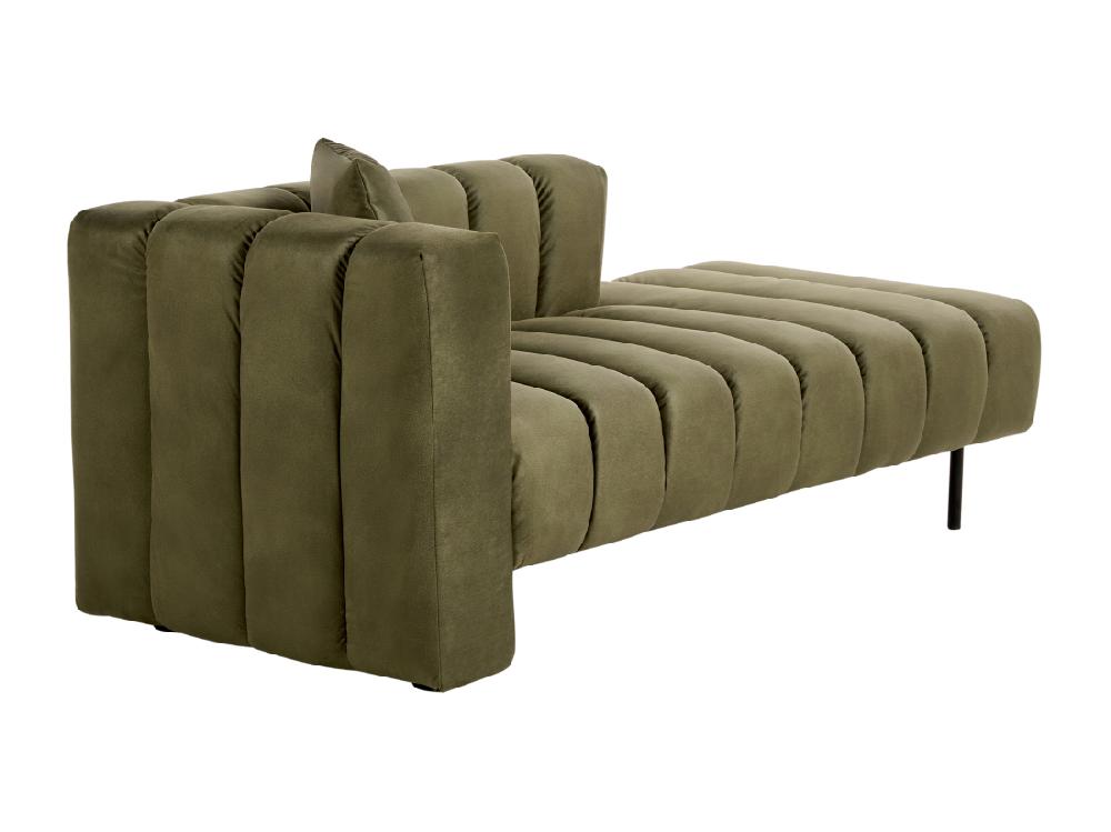 vente unique Chaise longue côté droite en velours vert olive LANNILS