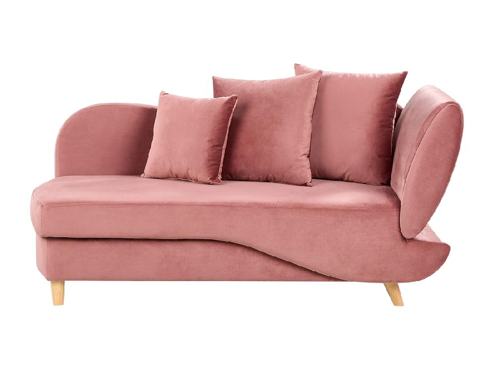 Vente Unique Chaise Longue Côté Gauche En Velours Rose MERI II