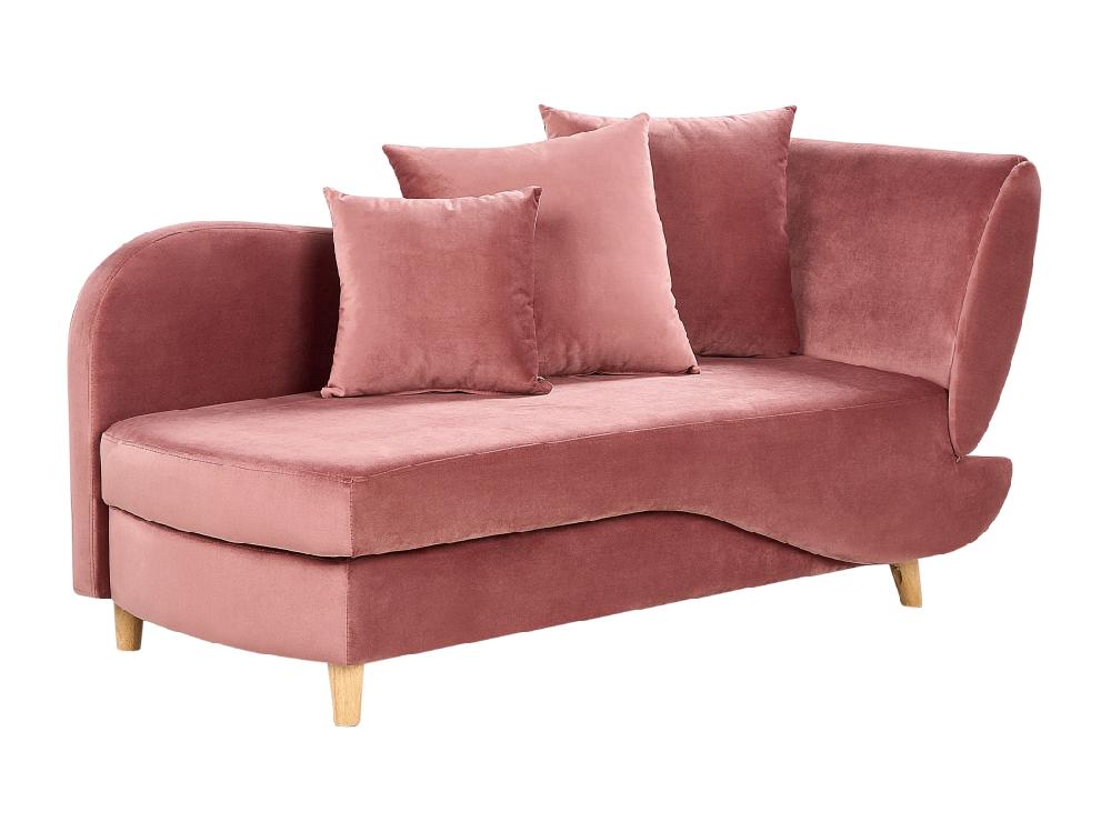 vente unique Chaise longue côté gauche en velours rose MERI II