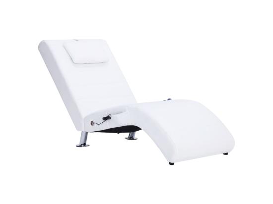 Vente Unique Chaise Longue De Massage Avec Oreiller Blanc Similicuir