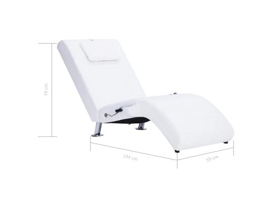 Vente Unique Chaise Longue De Massage Avec Oreiller Blanc Similicuir