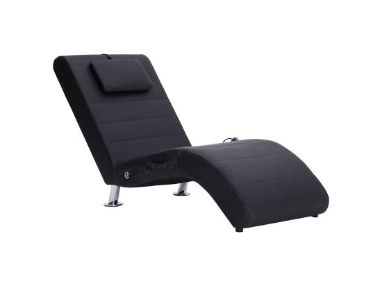 Vente Unique Chaise Longue De Massage Avec Oreiller Noir Similicuir