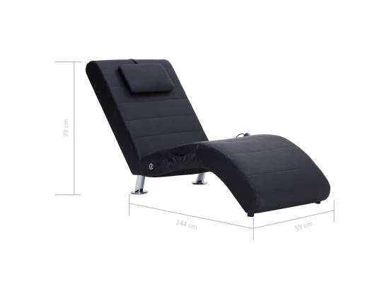 Vente Unique Chaise Longue De Massage Avec Oreiller Noir Similicuir