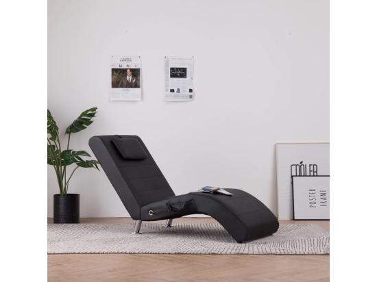 vente unique Chaise longue de massage avec oreiller Noir Similicuir