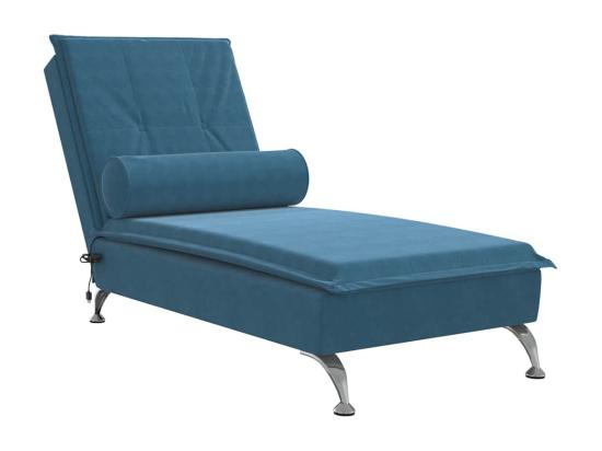 Vente Unique Chaise Longue De Massage Avec Traversin Bleu Velours