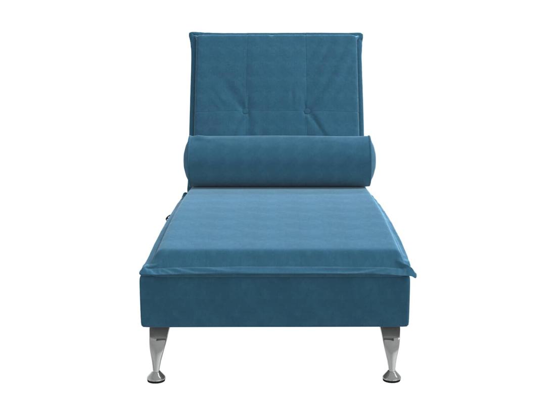 Vente Unique Chaise Longue De Massage Avec Traversin Bleu Velours
