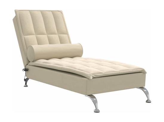 Vente Unique Chaise Longue De Massage Avec Traversin Crème Tissu
