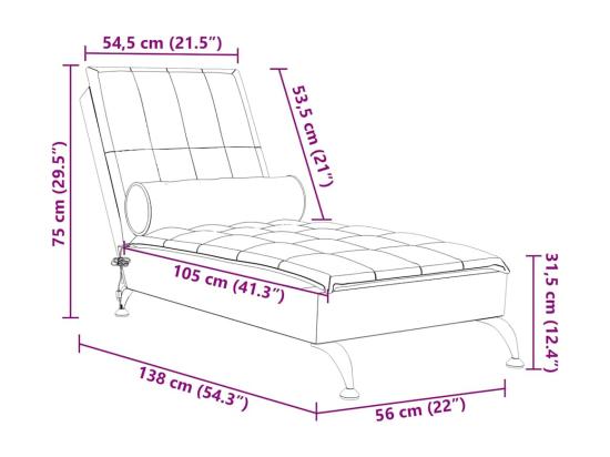 Vente Unique Chaise Longue De Massage Avec Traversin Crème Tissu