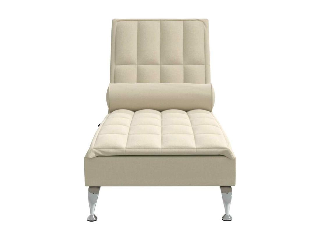 Vente Unique Chaise Longue De Massage Avec Traversin Crème Tissu