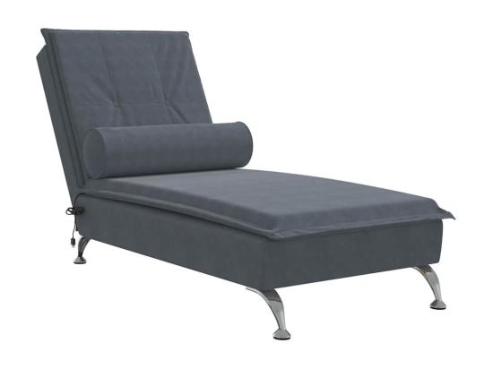 Vente Unique Chaise Longue De Massage Avec Traversin Gris Foncé Velours